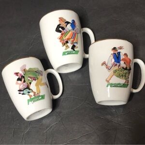 Set of 3 Favolina China Mugs Polish Dancers